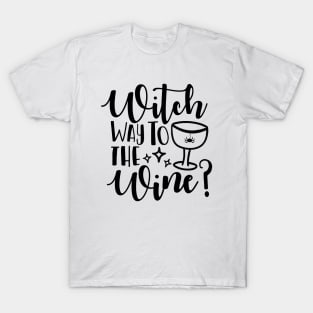 Womens Witch Way To The Wine Funny Halloween Witch Wine T-Shirt